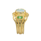 Australian Opal and Green Garnet Ring
