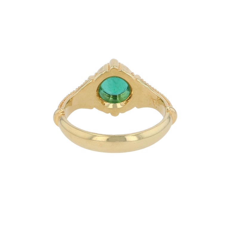Round Emerald Solitaire Ring with Granulation