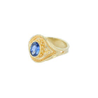Blue Sapphire Solitaire Ring with 18 Karat Gold Granulation