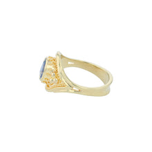 Blue Sapphire Solitaire Ring with 18 Karat Gold Granulation