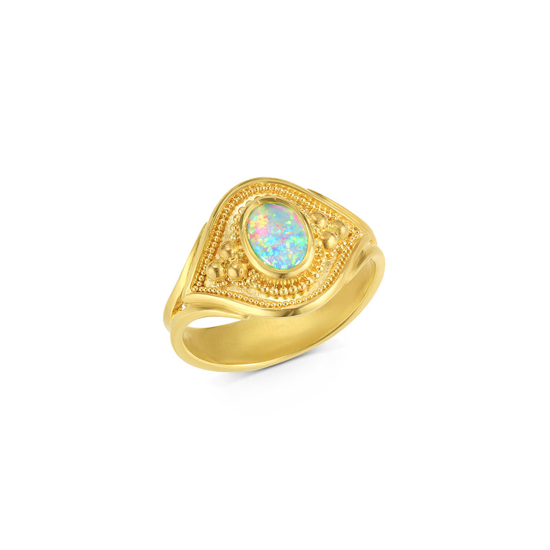 Opal single stone ring