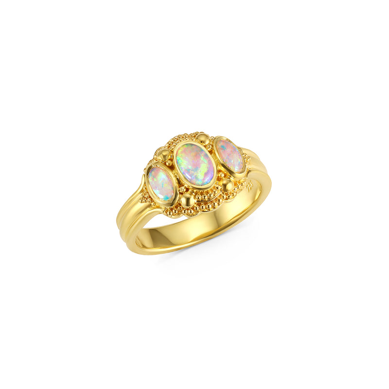 Three oval Australian Opals Ring