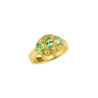 Three Oval Green Grossular Garnets Ring