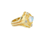 Moonstone and Champagne Diamond 18 Karat Gold Granulation Cocktail Ring