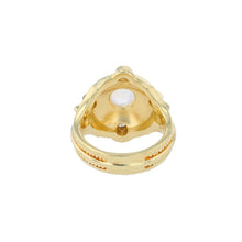 Moonstone and Champagne Diamond 18 Karat Gold Granulation Cocktail Ring