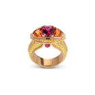 Magenta Sapphire, Yellow Diamond and Spessarite Ring