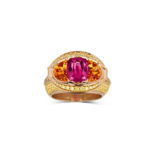Magenta Sapphire, Yellow Diamond and Spessarite Ring