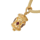 Kent Raible 18 Karat Gold Pink and Ruby Prayer Wheel Pendant with Granulation