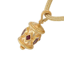 Kent Raible 18 Karat Gold Pink and Ruby Prayer Wheel Pendant with Granulation