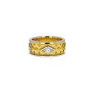 Gold and Platinum Band Ring with Diamonds