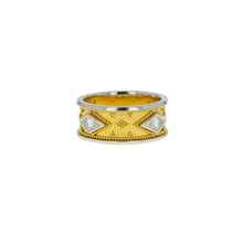 Gold and Platinum Band Ring with Diamonds