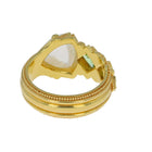 Asymmetrical Moonstone and Green Garnet Ring