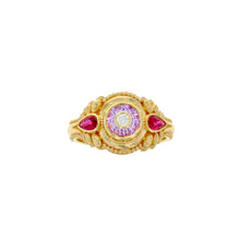 Bespoke Pink Sapphire, Ruby and Diamond Cocktail Ring