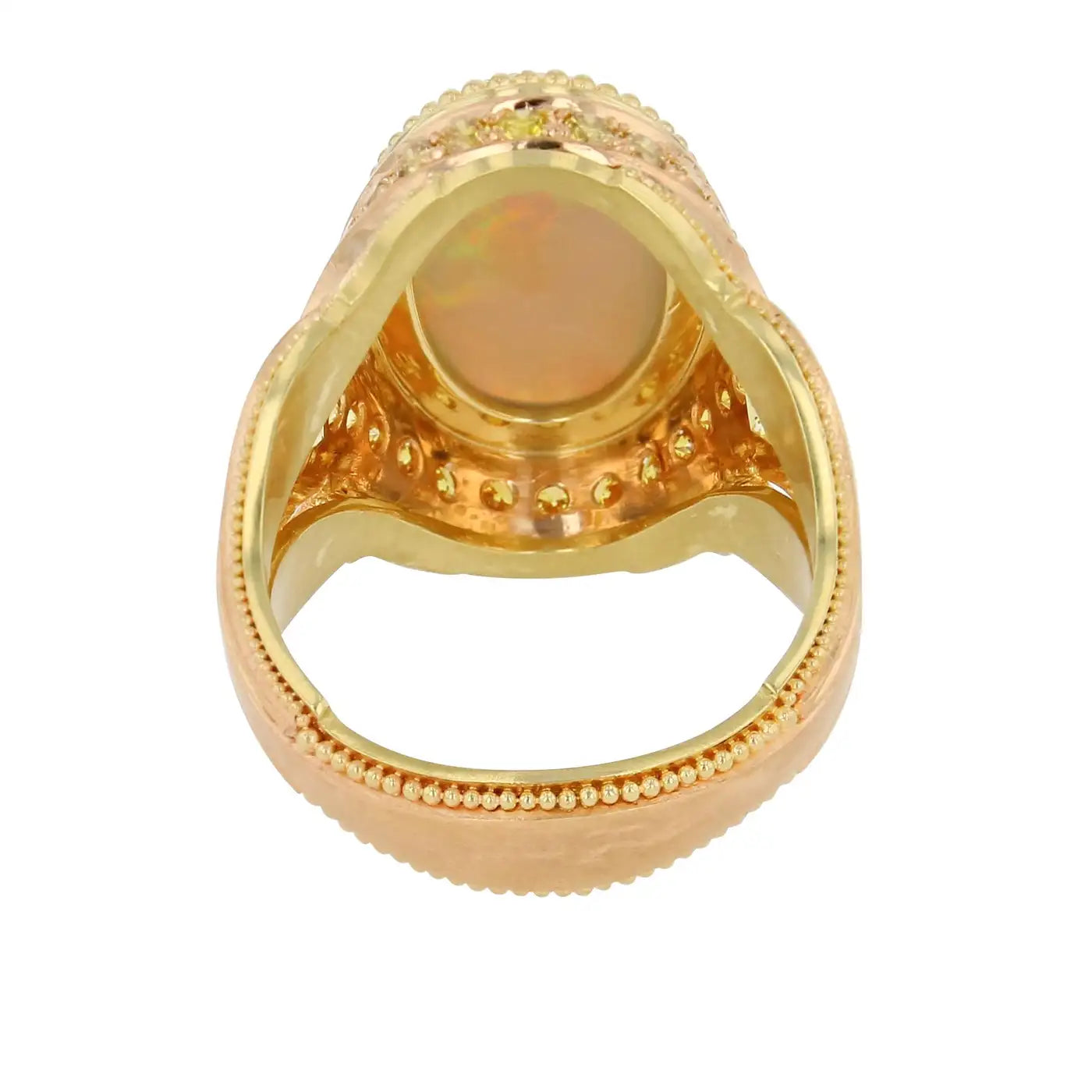 4ct Australian Opal and Yellow Diamond 18k Gold Cocktail Ring