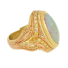 4ct Australian Opal and Yellow Diamond 18k Gold Cocktail Ring