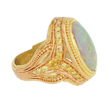 4ct Australian Opal and Yellow Diamond 18k Gold Cocktail Ring