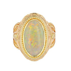 4ct Australian Opal and Yellow Diamond 18k Gold Cocktail Ring