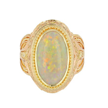 4ct Australian Opal and Yellow Diamond 18k Gold Cocktail Ring