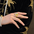 4ct Australian Opal and Yellow Diamond 18k Gold Cocktail Ring