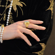 4ct Australian Opal and Yellow Diamond 18k Gold Cocktail Ring