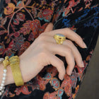 4ct Australian Opal and Yellow Diamond 18k Gold Cocktail Ring