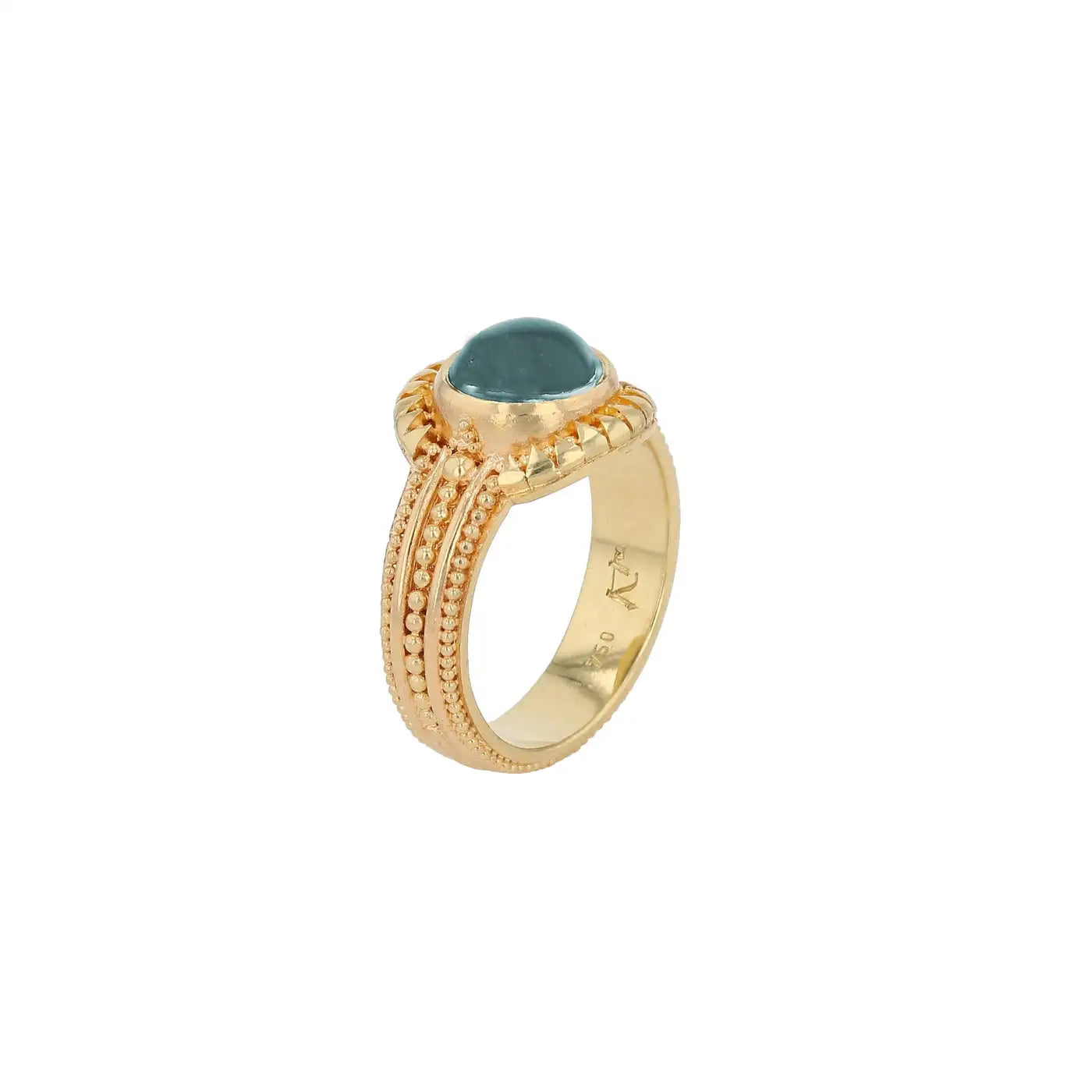 Kent Raible 18 Karat Gold Indicolite Ring with Granulation