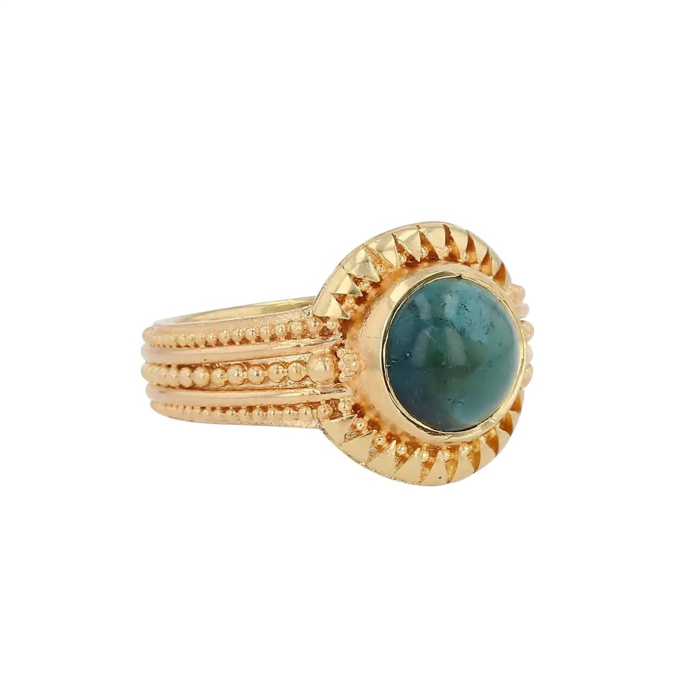Kent Raible 18 Karat Gold Indicolite Ring with Granulation