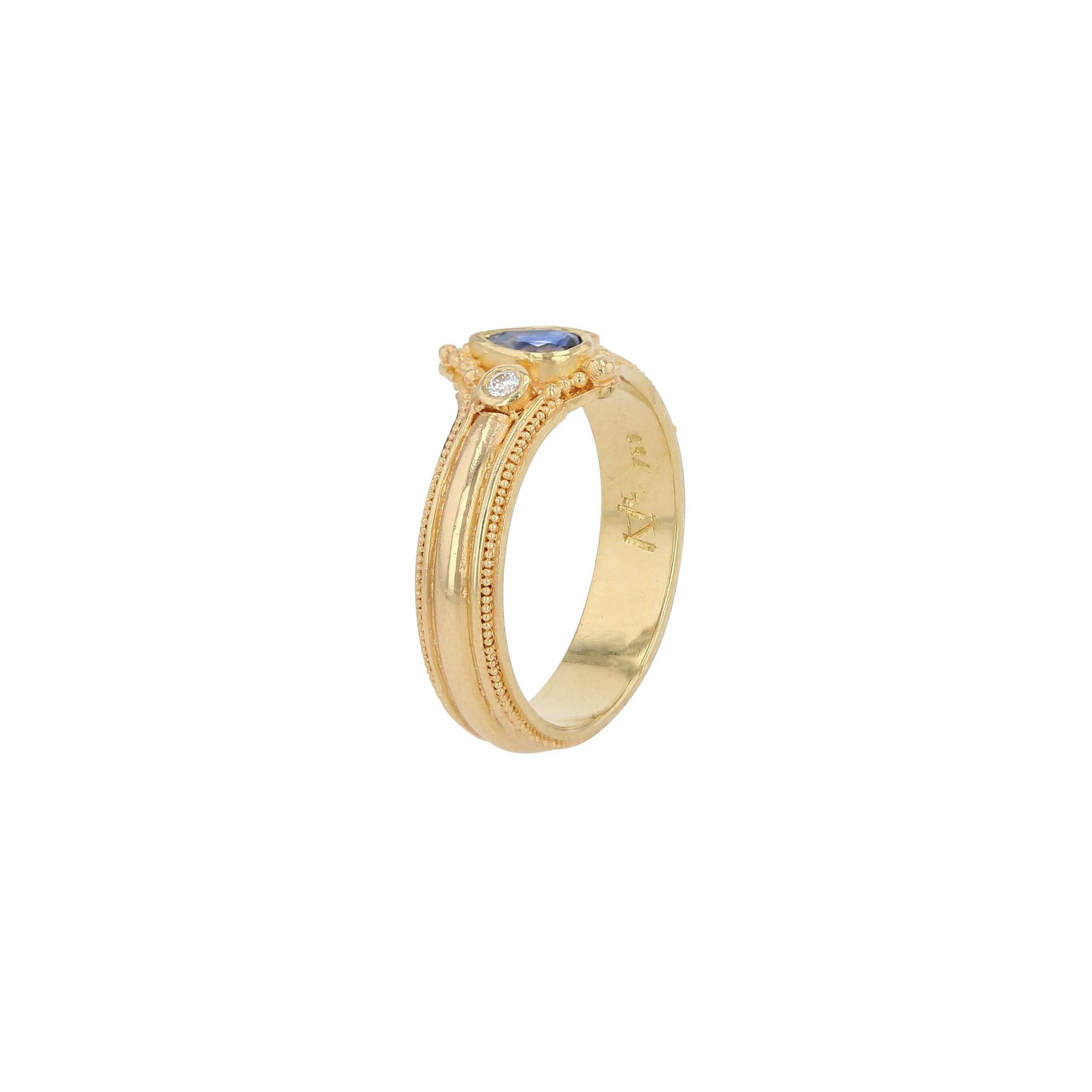 Pear cut Ceylon Sapphire with Diamond accents