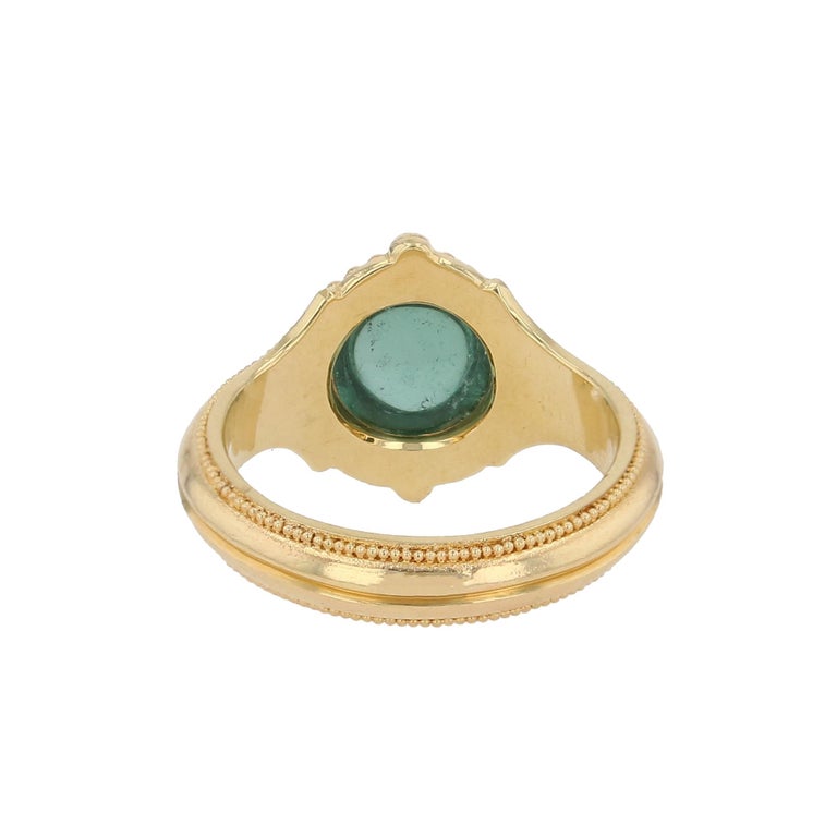 Round Seafoam Tourmaline Cabochon Ring