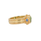 18K Gold Cocktail Ring with Seafoam Tourmaline and Blue Sapphire