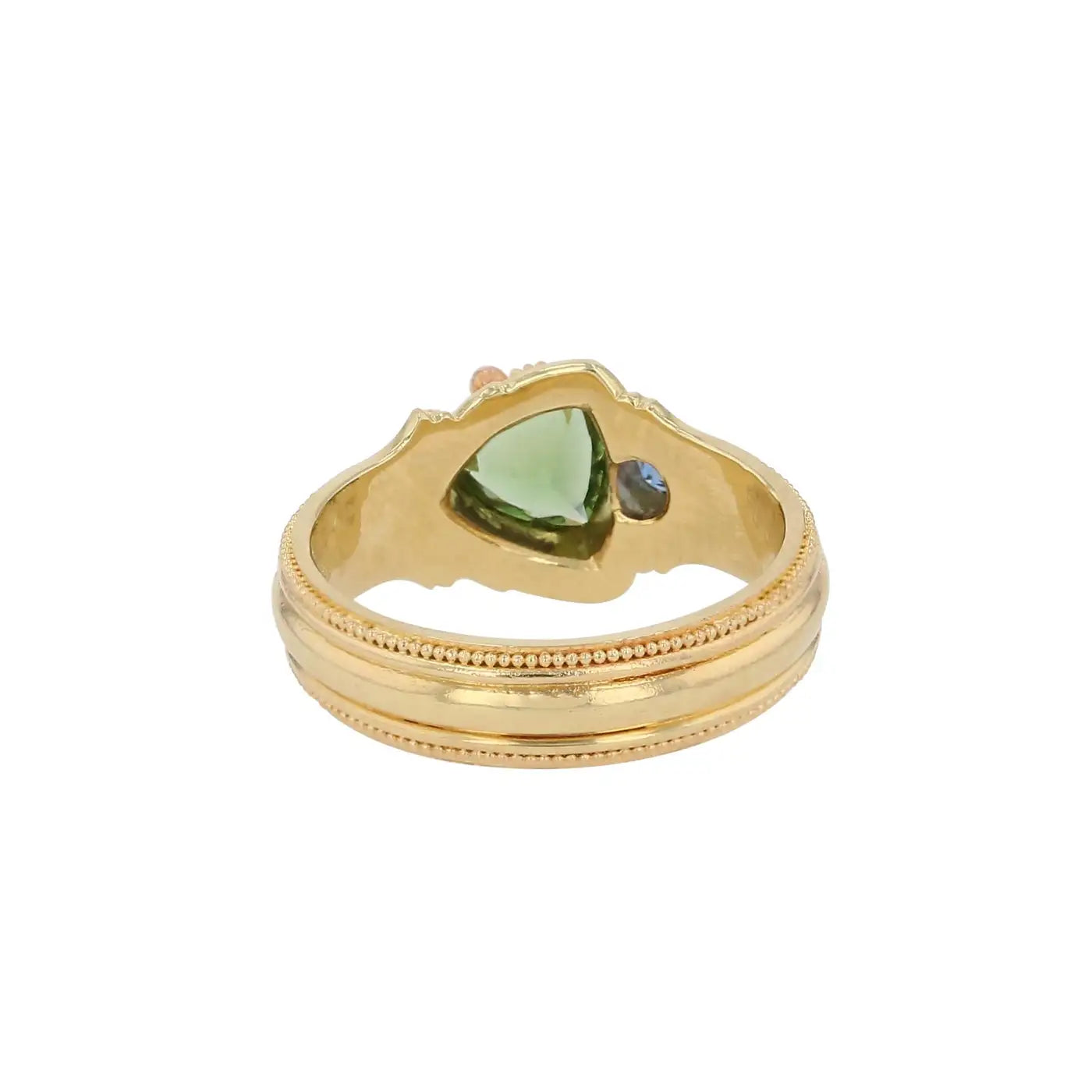 18K Gold Cocktail Ring with Seafoam Tourmaline and Blue Sapphire