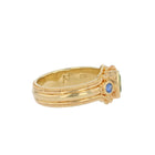 18K Gold Cocktail Ring with Seafoam Tourmaline and Blue Sapphire