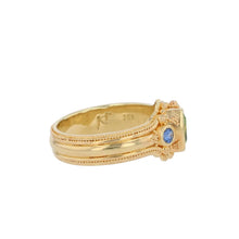 18K Gold Cocktail Ring with Seafoam Tourmaline and Blue Sapphire