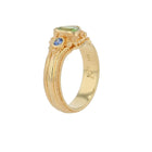 18K Gold Cocktail Ring with Seafoam Tourmaline and Blue Sapphire