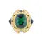 18 Karat Gold Green Tourmaline and Blue Sapphire Cocktail Ring