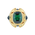 Green Tourmaline and Blue Sapphire Cocktail Ring