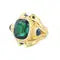 18 Karat Gold Green Tourmaline and Blue Sapphire Cocktail Ring