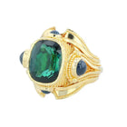 Green Tourmaline and Blue Sapphire Cocktail Ring