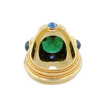 Green Tourmaline and Blue Sapphire Cocktail Ring
