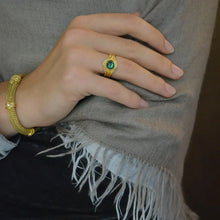 Kent Raible 18 Karat Tourmaline Ring with Gold Granulation