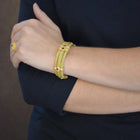 Kent Raible Triple Strand Woven Chain Bracelet with Rubies and Diamonds