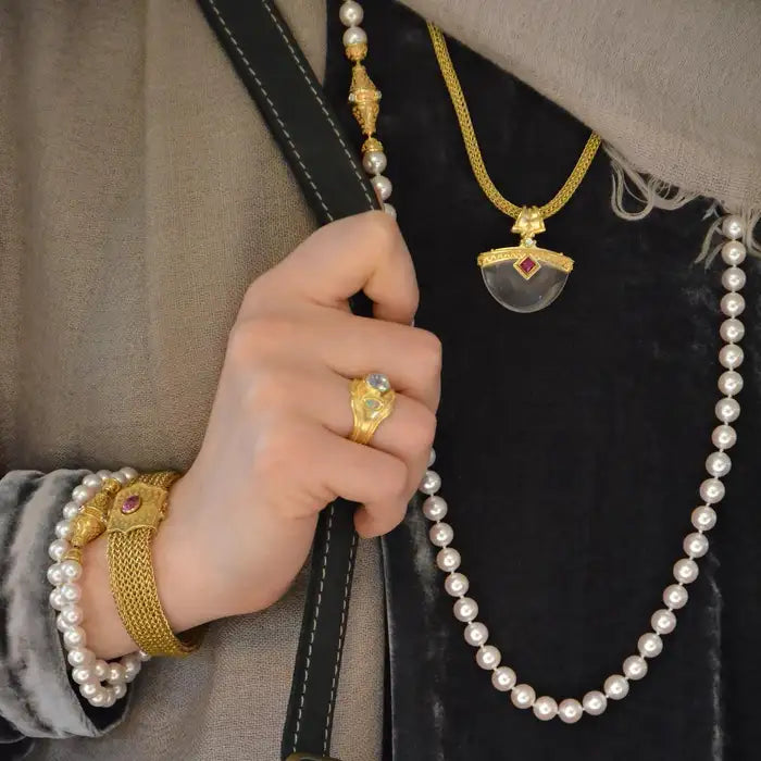 Ruby, Rose Quartz and Diamond Pendant Enhancer