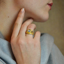 Australian Opal and Green Garnet Ring