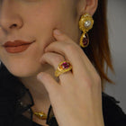 Magenta Sapphire, Yellow Diamond and Spessarite Ring