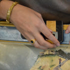 Kent Raible 18 Karat Gold Indicolite Ring with Granulation