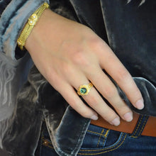 Kent Raible 18 Karat Gold Indicolite Ring with Granulation