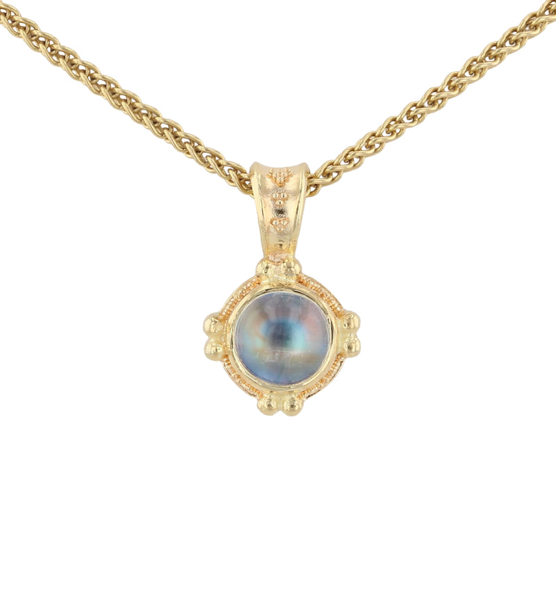 Rainbow Moonstone Round Pendant