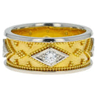 Gold and Platinum Band Ring with Diamonds