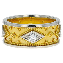 Gold and Platinum Band Ring with Diamonds