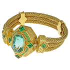 Kent Raible 18 Karat Gold Seafoam Tourmaline Chain Bracelet with Granulation